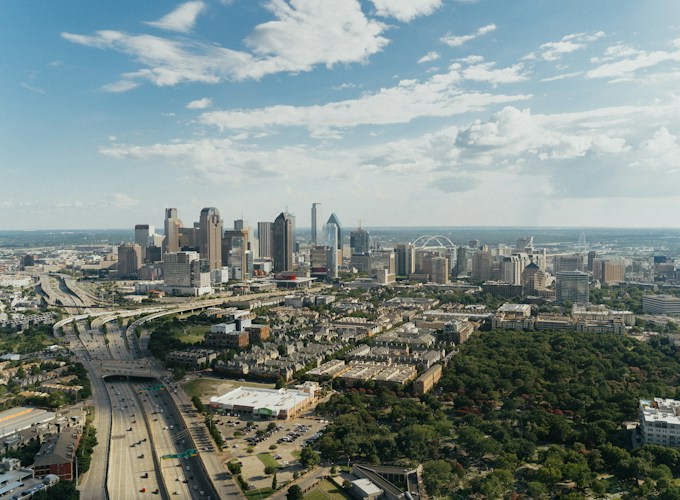 Dallas Fort Worth skyline near Frisco and Collin County, Texas